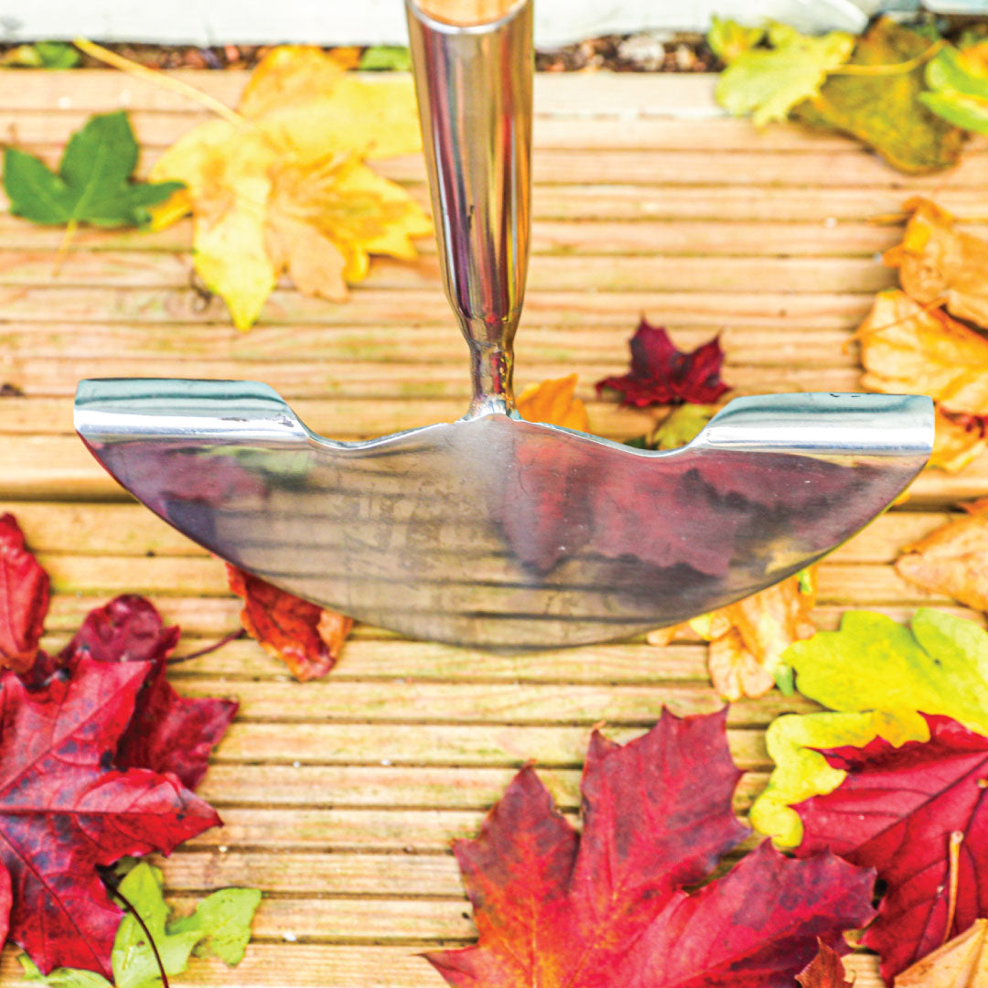 Heavy Duty Stainless Steel Long Handled Half Moon Lawn Edging iron with Ash Handle