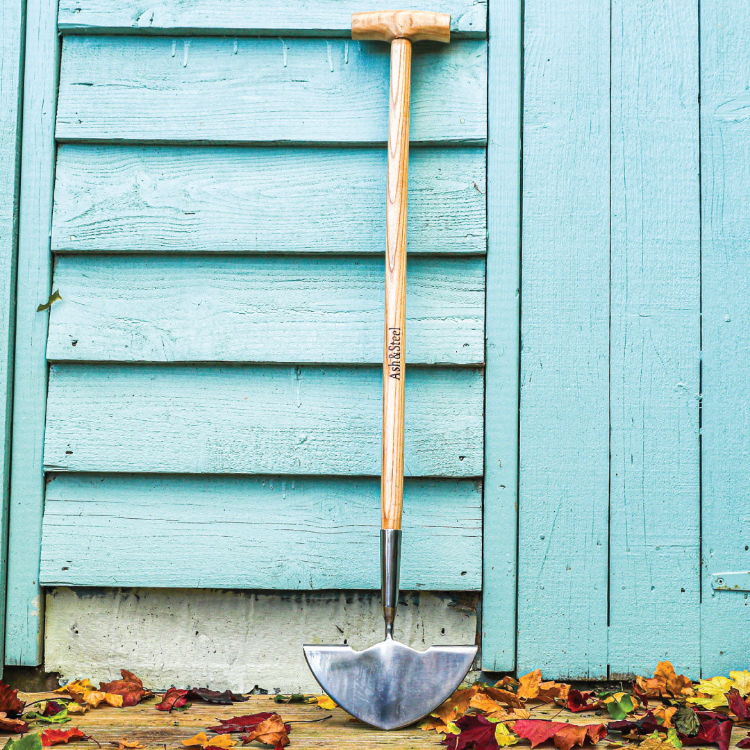 Heavy Duty Stainless Steel Long Handled Half Moon Lawn Edging iron with Ash Handle