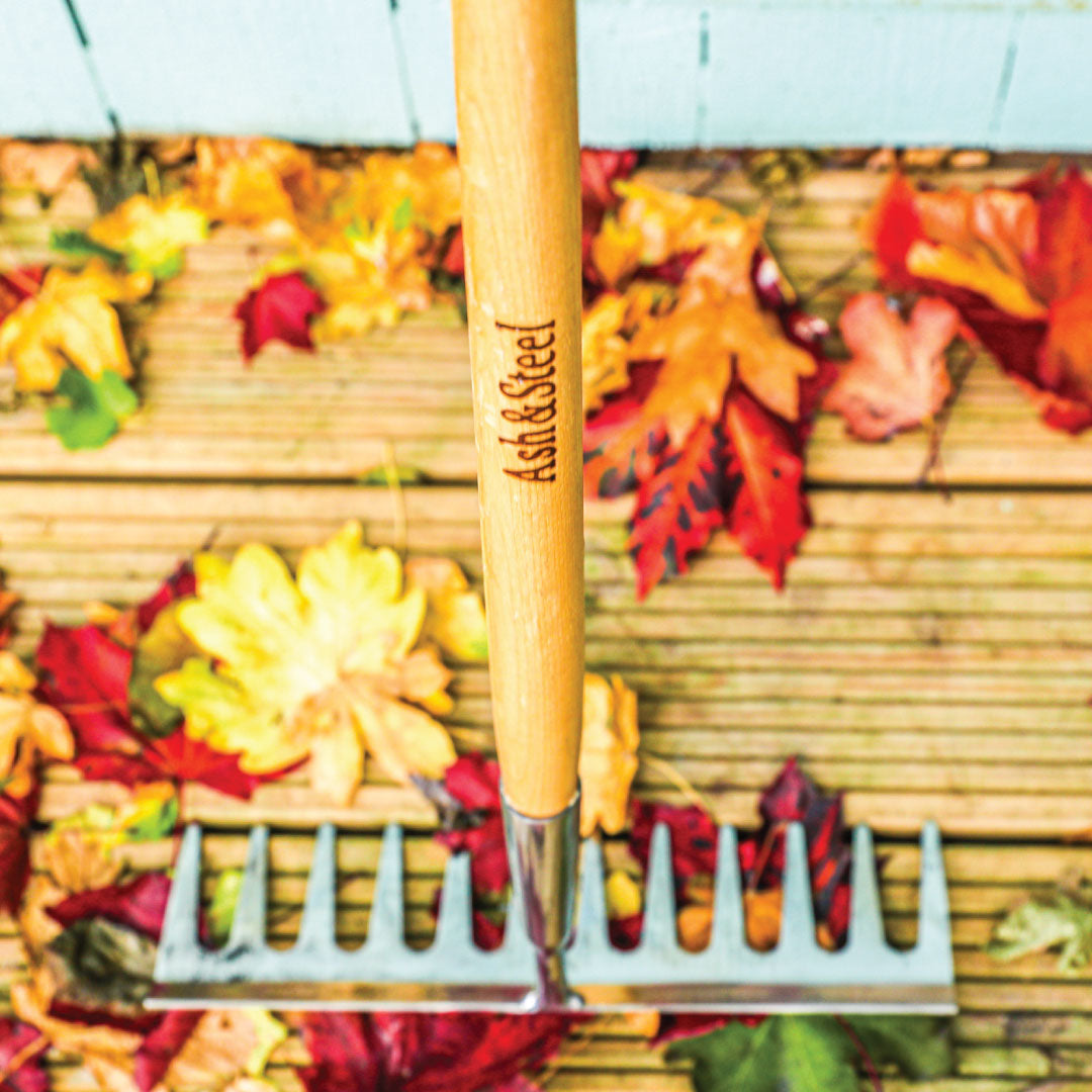 Heavy Duty Stainless Steel Garden Rake with Ash Handle